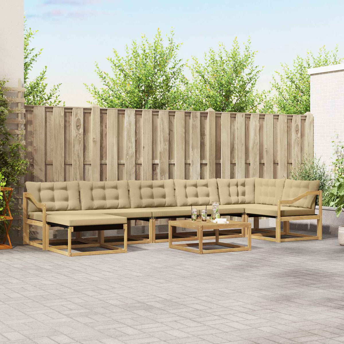 Buiten bankenset 8 pcs Wit en Beige 79 x 79 x 37 cm is nu te koop bij PeponiXL, paradijselijk wonen!