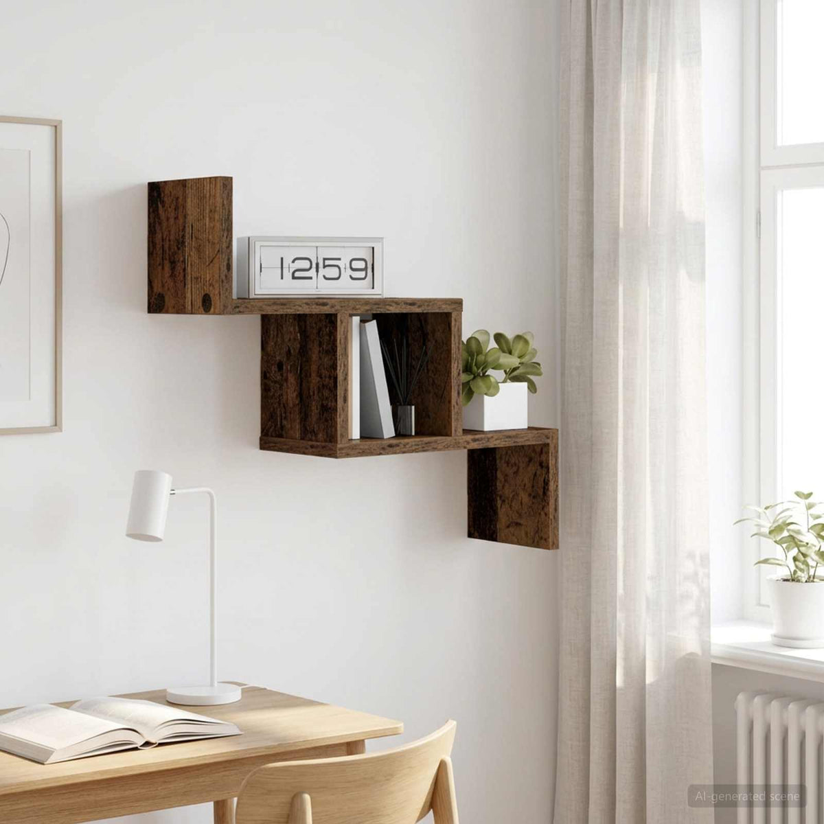 Wandplank Oud hout 48 x 15 x 42 cm Bewerkt hout is nu te koop bij PeponiXL, paradijselijk wonen!