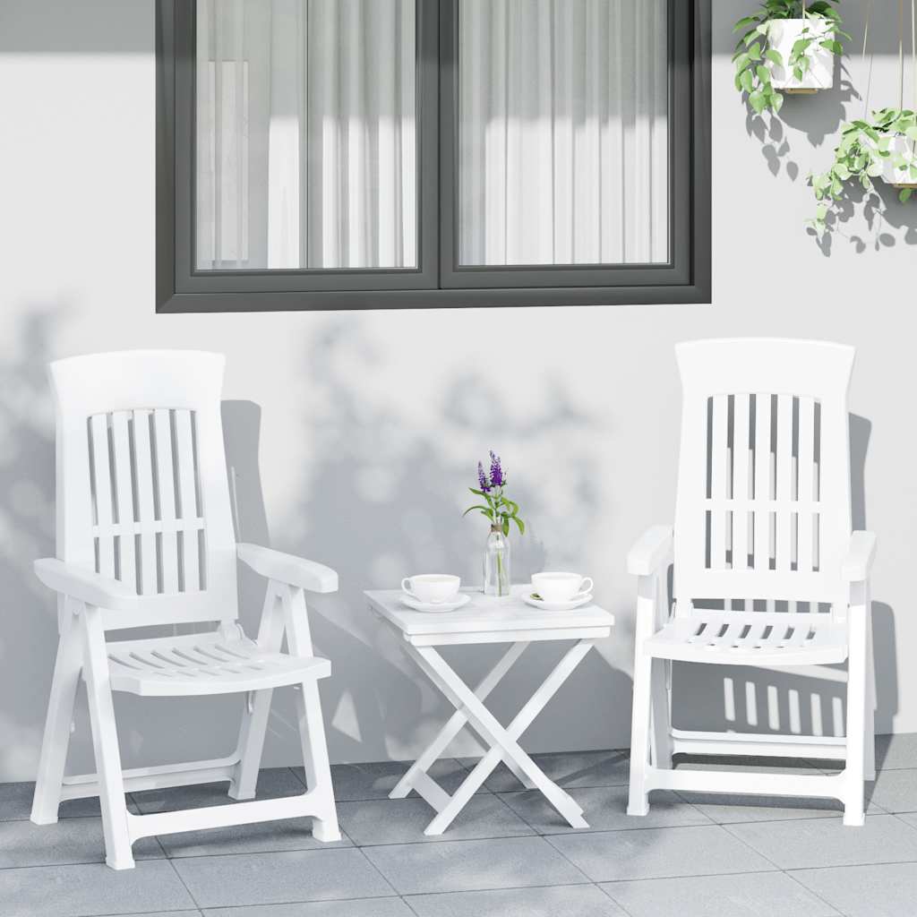 Tuinstoelen 2 st verstelbaar PP wit is nu te koop bij PeponiXL, paradijselijk wonen!