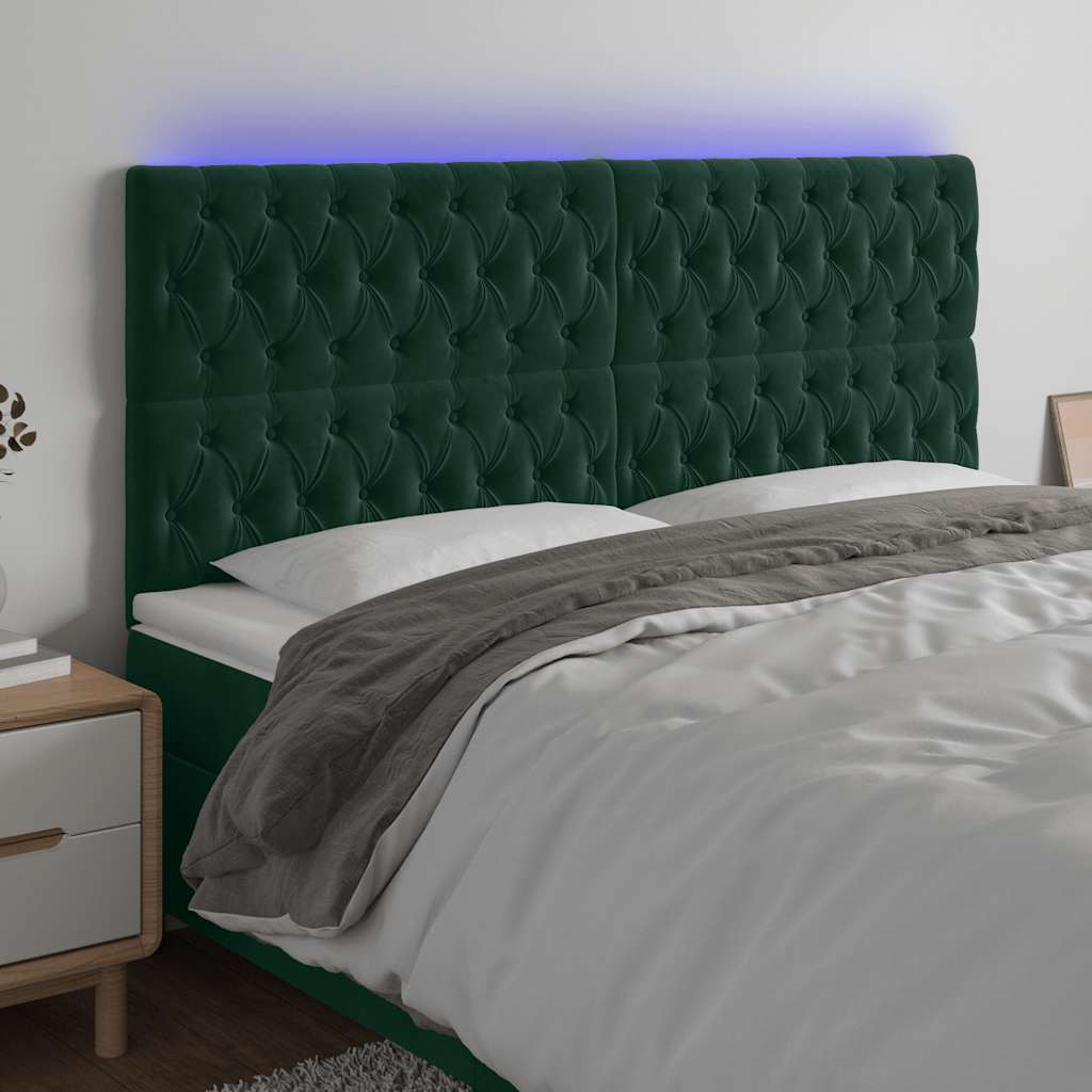 Hoofdbord LED 180x7x118/128 cm fluweel donkergroen is nu te koop bij PeponiXL, paradijselijk wonen!