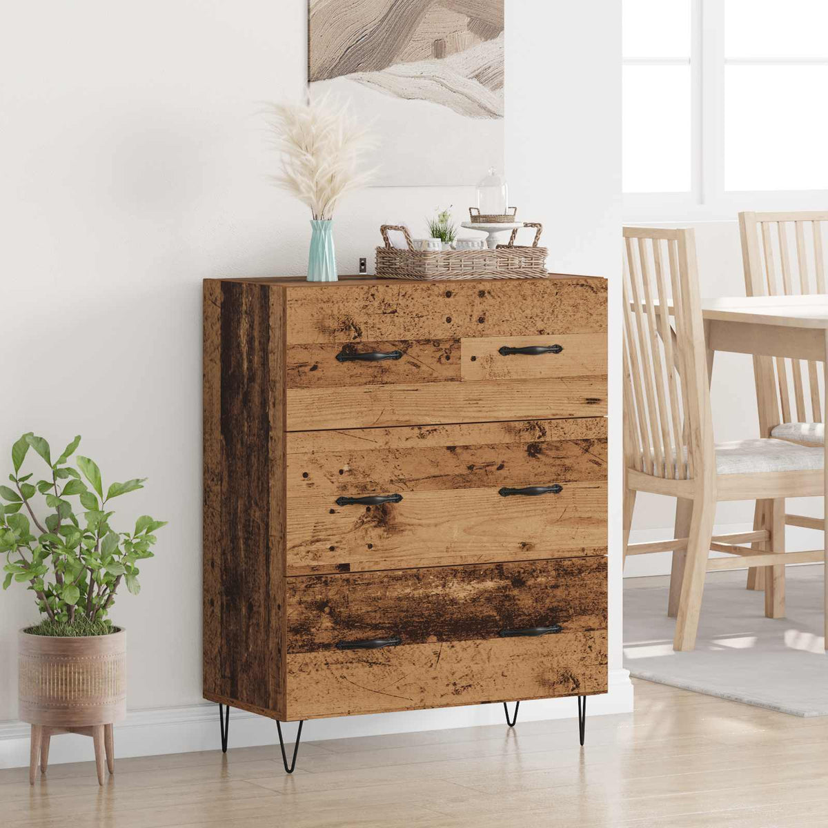 Dressoir Oud Hout 69,5 x 34 x 90 cm Gemonteerd hout en ijzer is nu te koop bij PeponiXL, paradijselijk wonen!