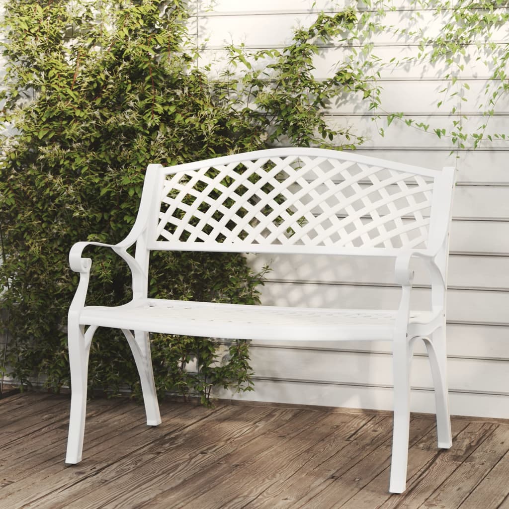 Tuinbank 102 cm gietaluminium wit is nu te koop bij PeponiXL, paradijselijk wonen!