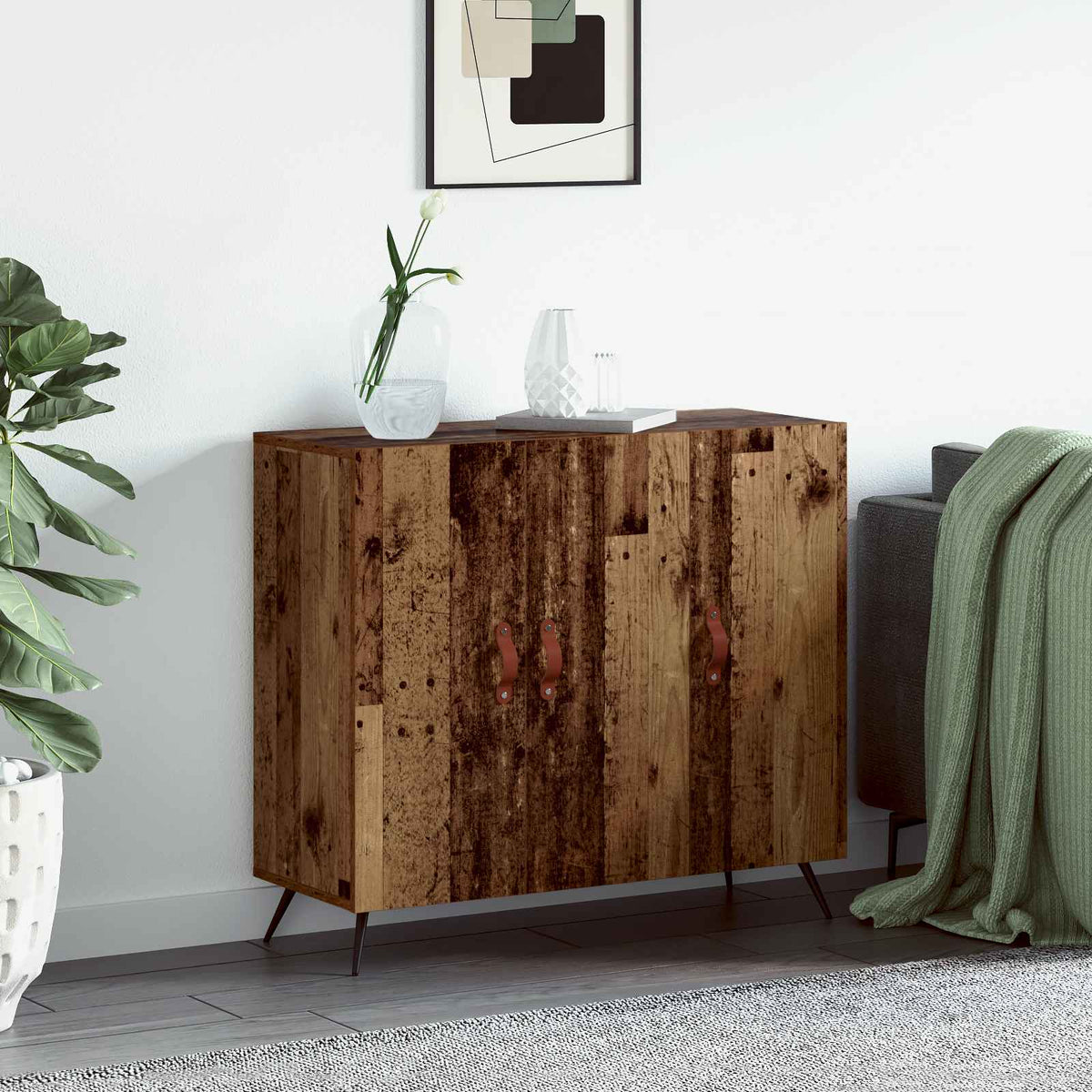 Dressoir Oudhout 89,5 x 34 x 80 cm Bewerkt hout is nu te koop bij PeponiXL, paradijselijk wonen!