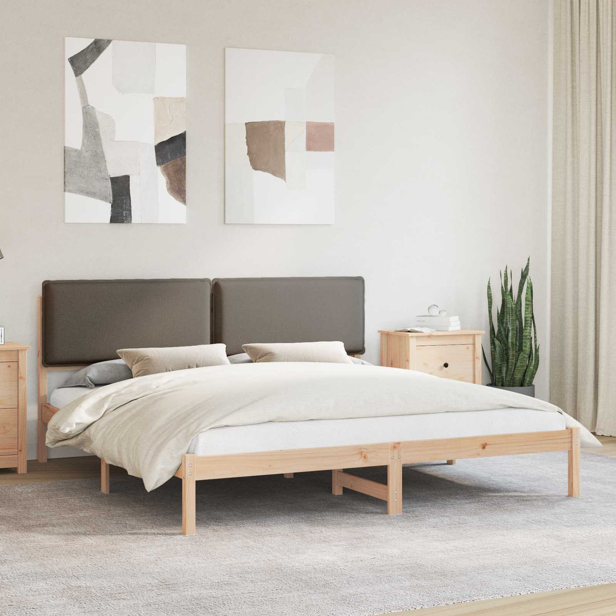 Bedframe met Gevoerd Hoofdgedeelte Taupe 200 x 200 cm is nu te koop bij PeponiXL, paradijselijk wonen!