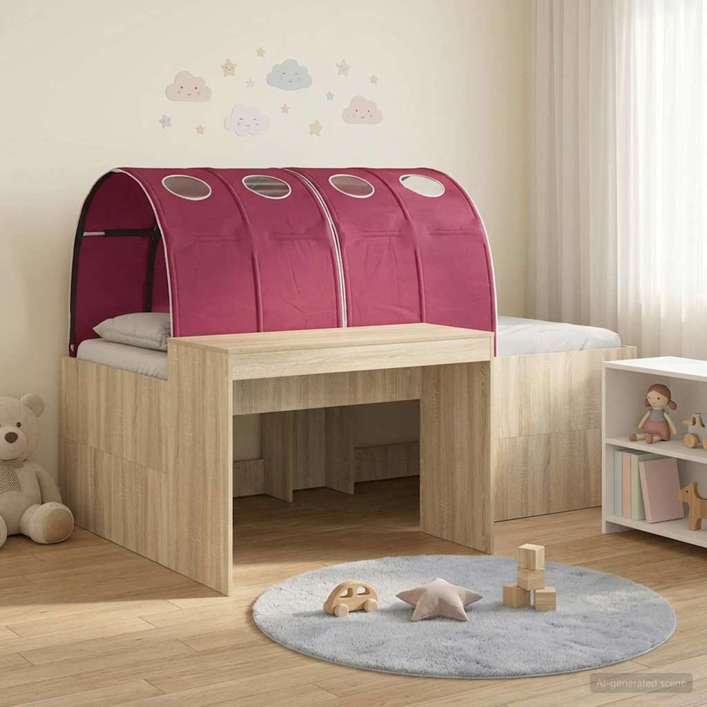 Bed met Tunnel 3 st Artisian Eik en Rood Bewerkt hout is nu te koop bij PeponiXL, paradijselijk wonen!