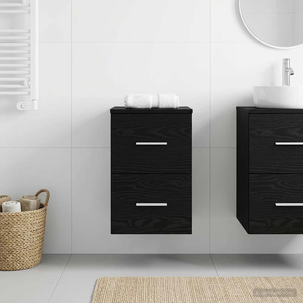 Badkamerkast Tussenin Zwart eiken 30 x 35 x 50 cm Bewerkt hout is nu te koop bij PeponiXL, paradijselijk wonen!