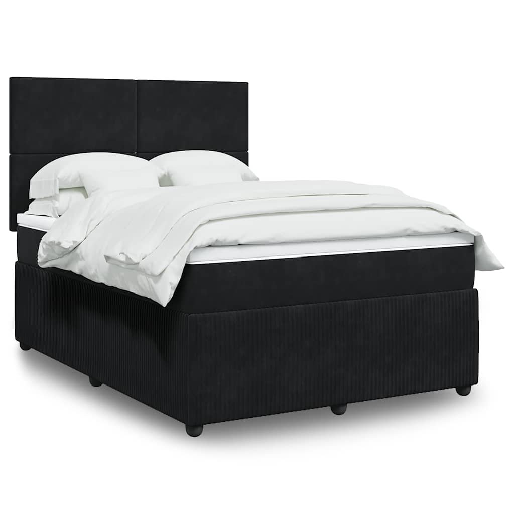 Boxspring met matras fluweel zwart 160x200 cm is nu te koop bij PeponiXL, paradijselijk wonen!