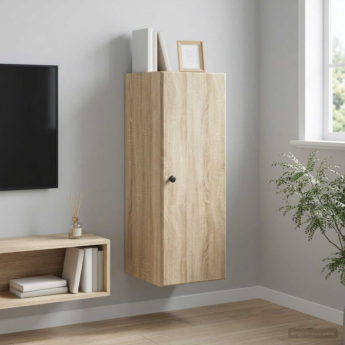 Wandkast Sonoma Eiken 33 x 34,5 x 90 cm Bewerkt hout is nu te koop bij PeponiXL, paradijselijk wonen!