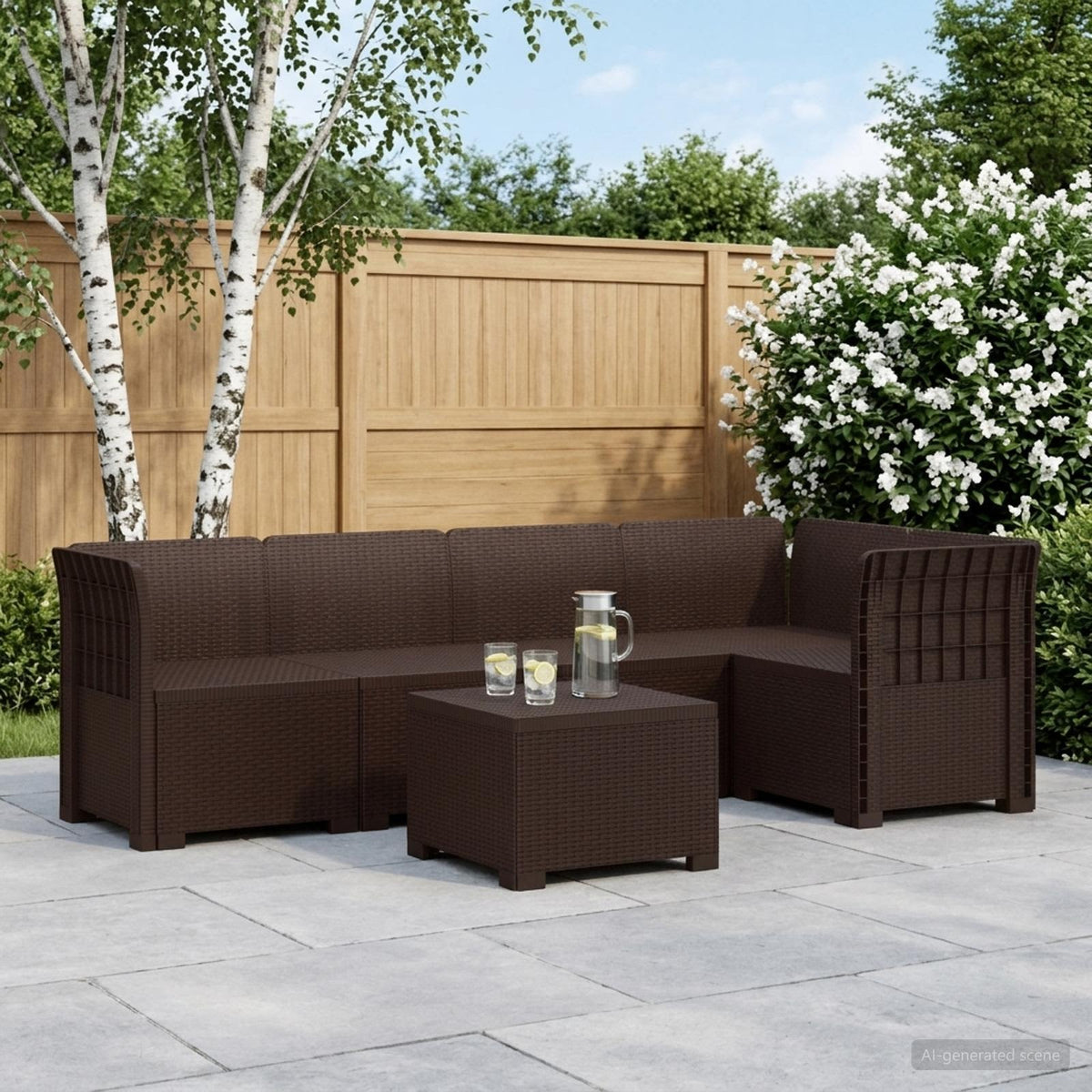 5-Zits Tuin Sofa Rattan Look PP Bruin is nu te koop bij PeponiXL, paradijselijk wonen!