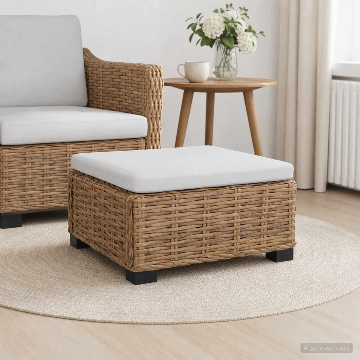 Voetensteun met Kussen GENDT Natuurlijk rattan Naturel is nu te koop bij PeponiXL, paradijselijk wonen!
