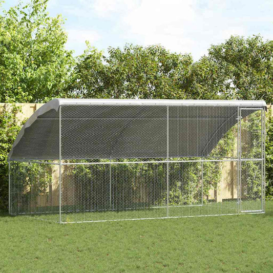 Kippenhok 2 pcs Zilver 400 x 200 x 200 cm Gegalvaniseerd staal is nu te koop bij PeponiXL, paradijselijk wonen!