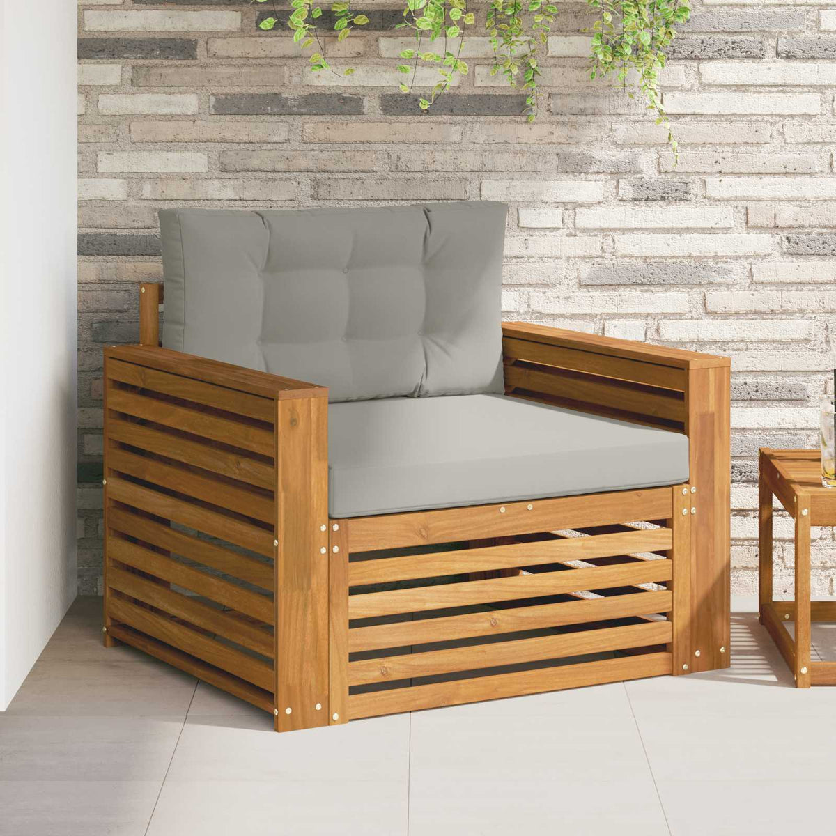 Tuinbank Massief Acaciahout en Polyester Naturel en lichtgrijs is nu te koop bij PeponiXL, paradijselijk wonen!