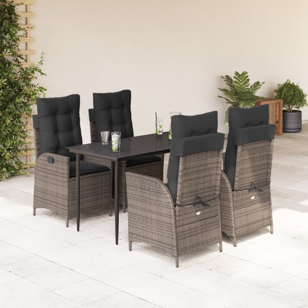 5-delige Tuinset met kussens poly rattan grijs is nu te koop bij PeponiXL, paradijselijk wonen!