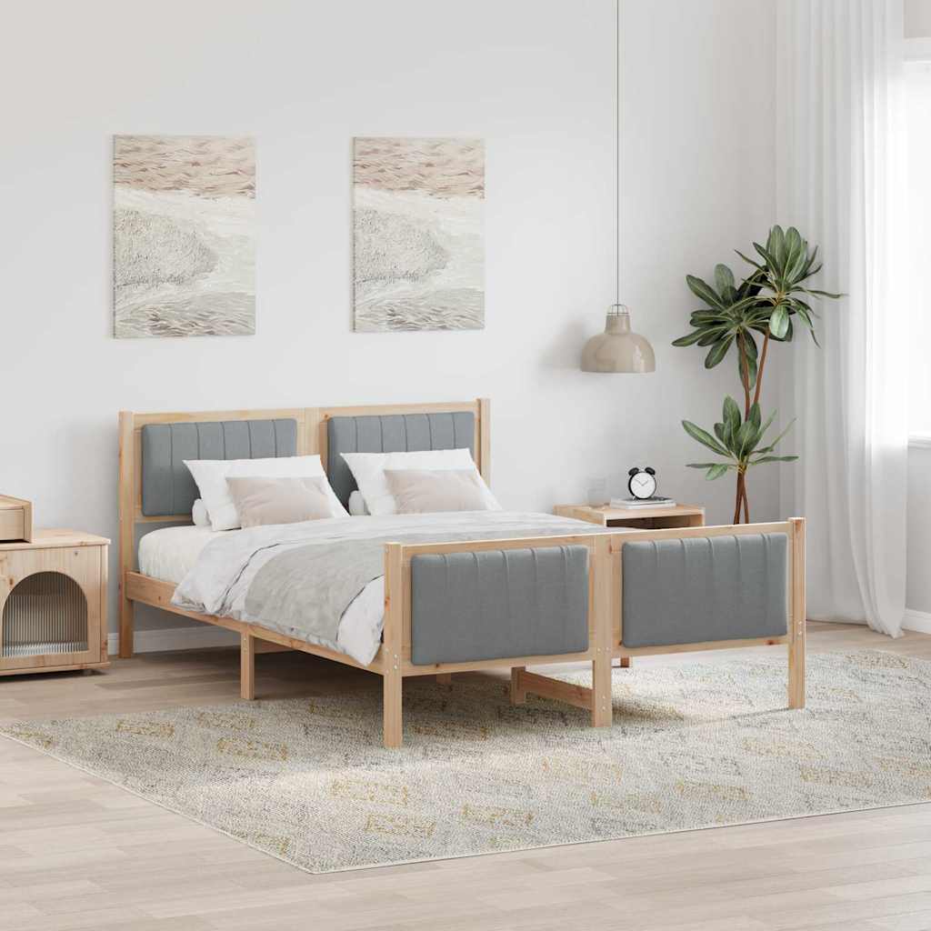 Bedframe Bruin en lichtgrijs 140 x 190 cm Massief grenenhout is nu te koop bij PeponiXL, paradijselijk wonen!