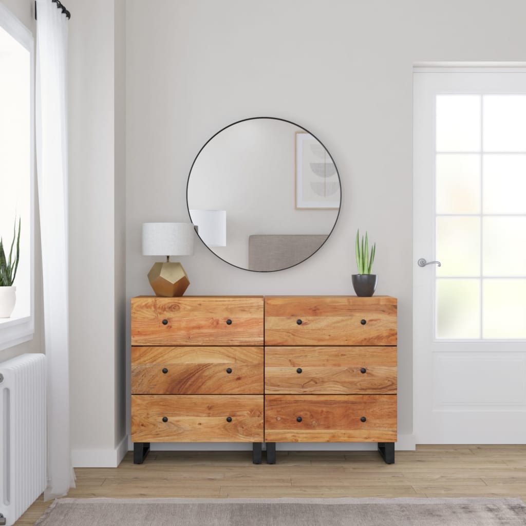 Dressoirs 2 st 60x33x75 cm massief acaciahout is nu te koop bij PeponiXL, paradijselijk wonen!