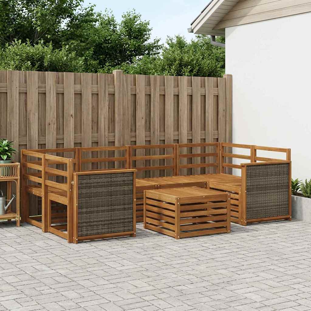 Buiten bankenset 7 pcs Naturel Massief Acaciahout is nu te koop bij PeponiXL, paradijselijk wonen!