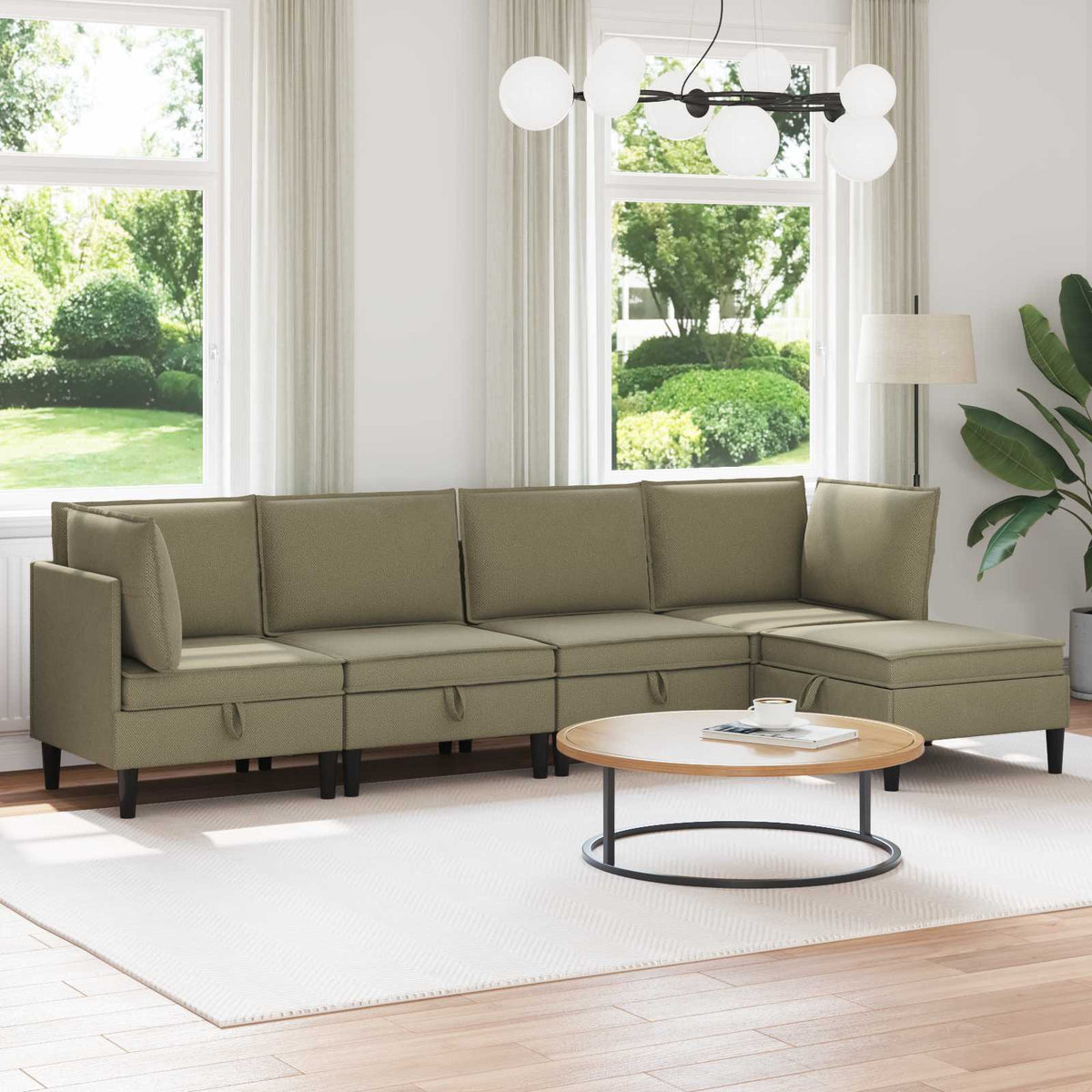 Woonkamer Meubelset 5 pcs Kaki Stof is nu te koop bij PeponiXL, paradijselijk wonen!