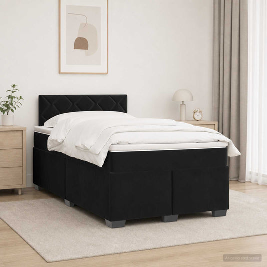 Boxspringbed met matras Zwart 120 x 200 cm Fluweel is nu te koop bij PeponiXL, paradijselijk wonen!