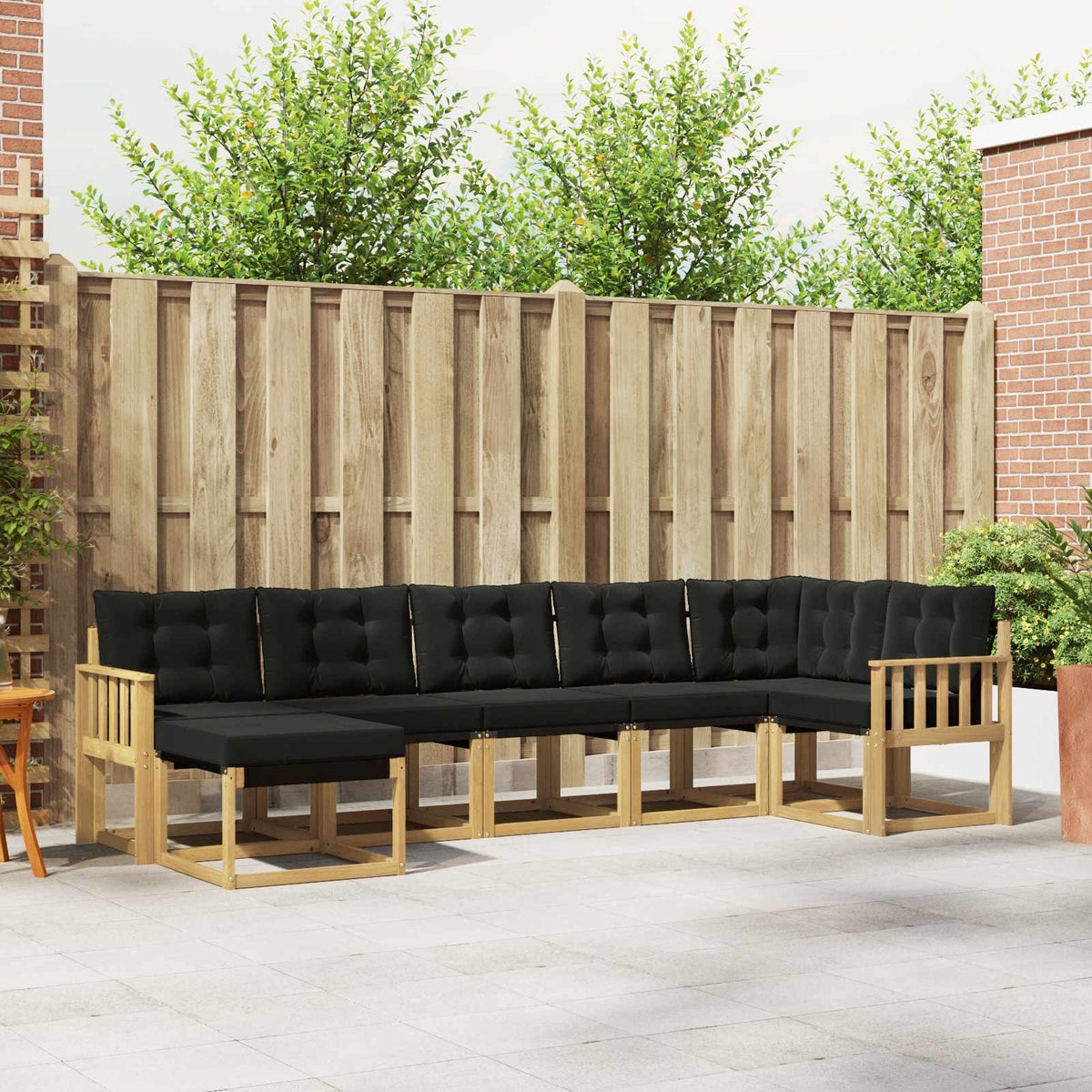 Buiten bankenset met kussen 7 pcs Wit en zwart is nu te koop bij PeponiXL, paradijselijk wonen!