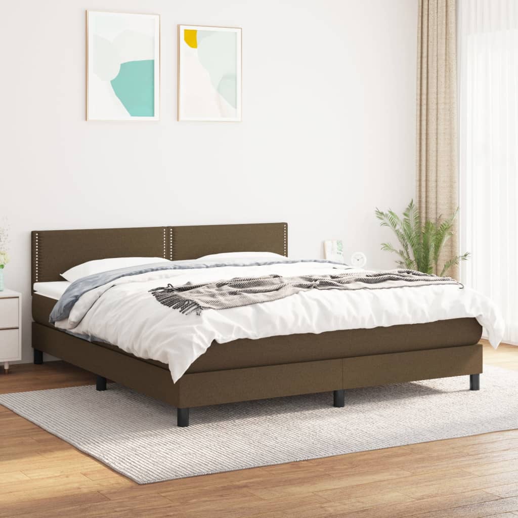 Boxspring met matras stof donkerbruin 180x200 cm is nu te koop bij PeponiXL, paradijselijk wonen!