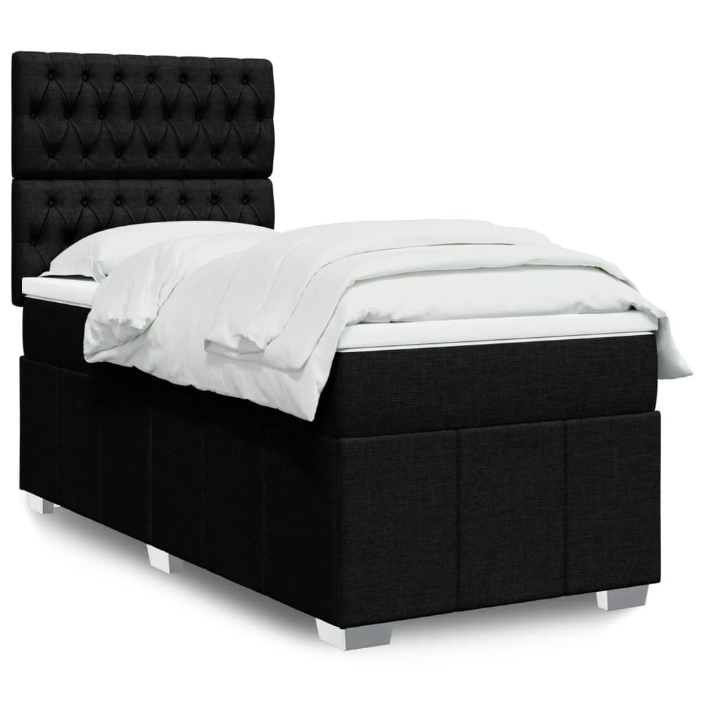 Boxspring met matras stof zwart 90x200 cm is nu te koop bij PeponiXL, paradijselijk wonen!