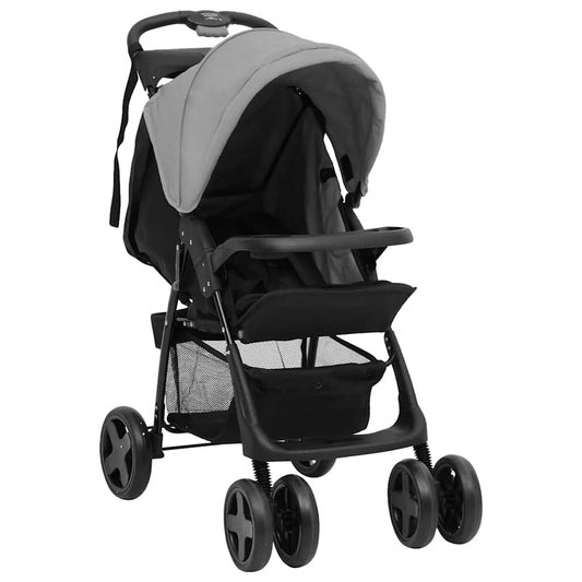 Kinderwagen 2-in-1 staal lichtgrijs en zwart is nu te koop bij PeponiXL, paradijselijk wonen!