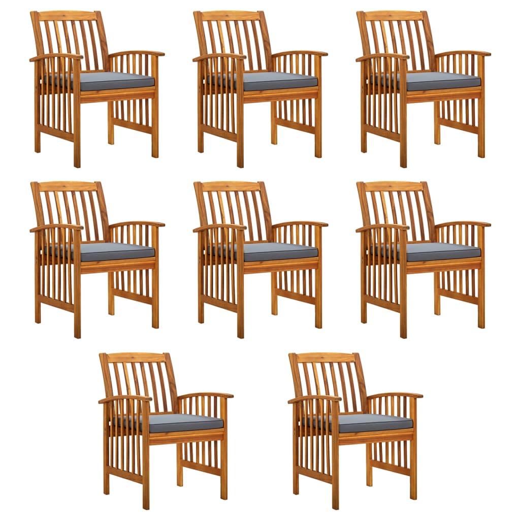 Tuinstoelen 8 stuks met kussens, massief acaciahout is nu te koop bij PeponiXL, paradijselijk wonen!