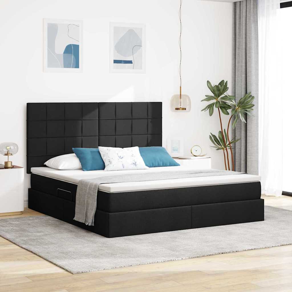Opbergbed met LED met matras Zwart 180 x 200 cm Polyester is nu te koop bij PeponiXL, paradijselijk wonen!