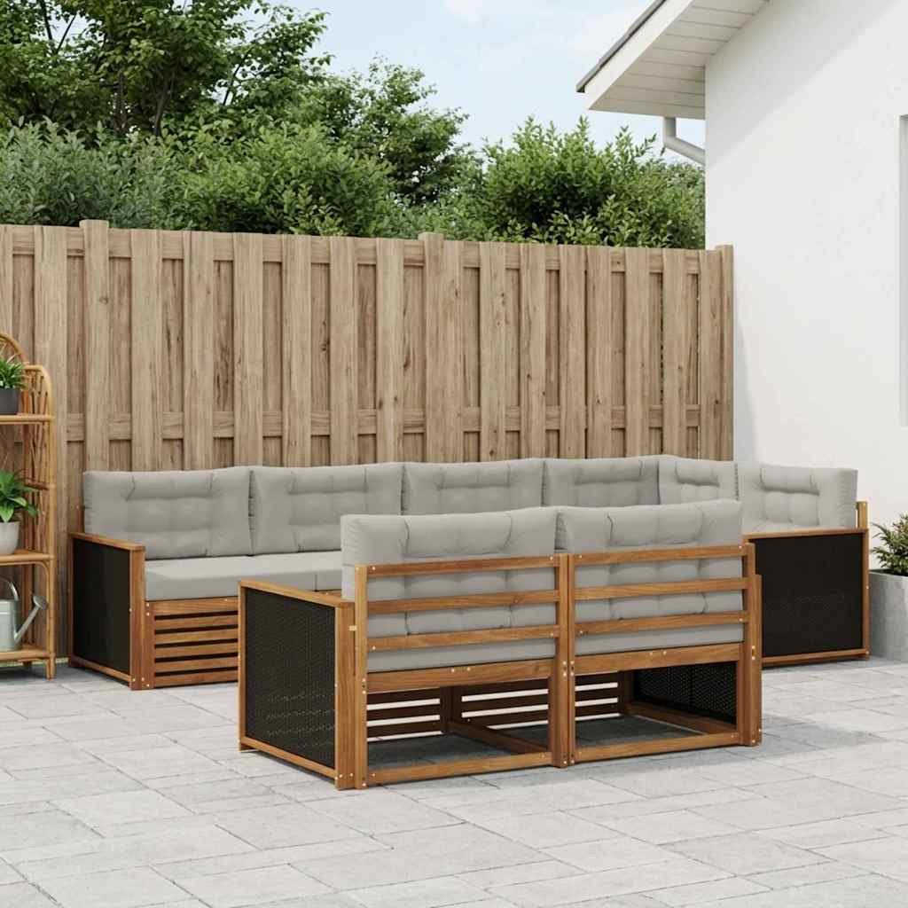 Buiten bankenset met kussen 7 pcs Naturel en lichtgrijs is nu te koop bij PeponiXL, paradijselijk wonen!