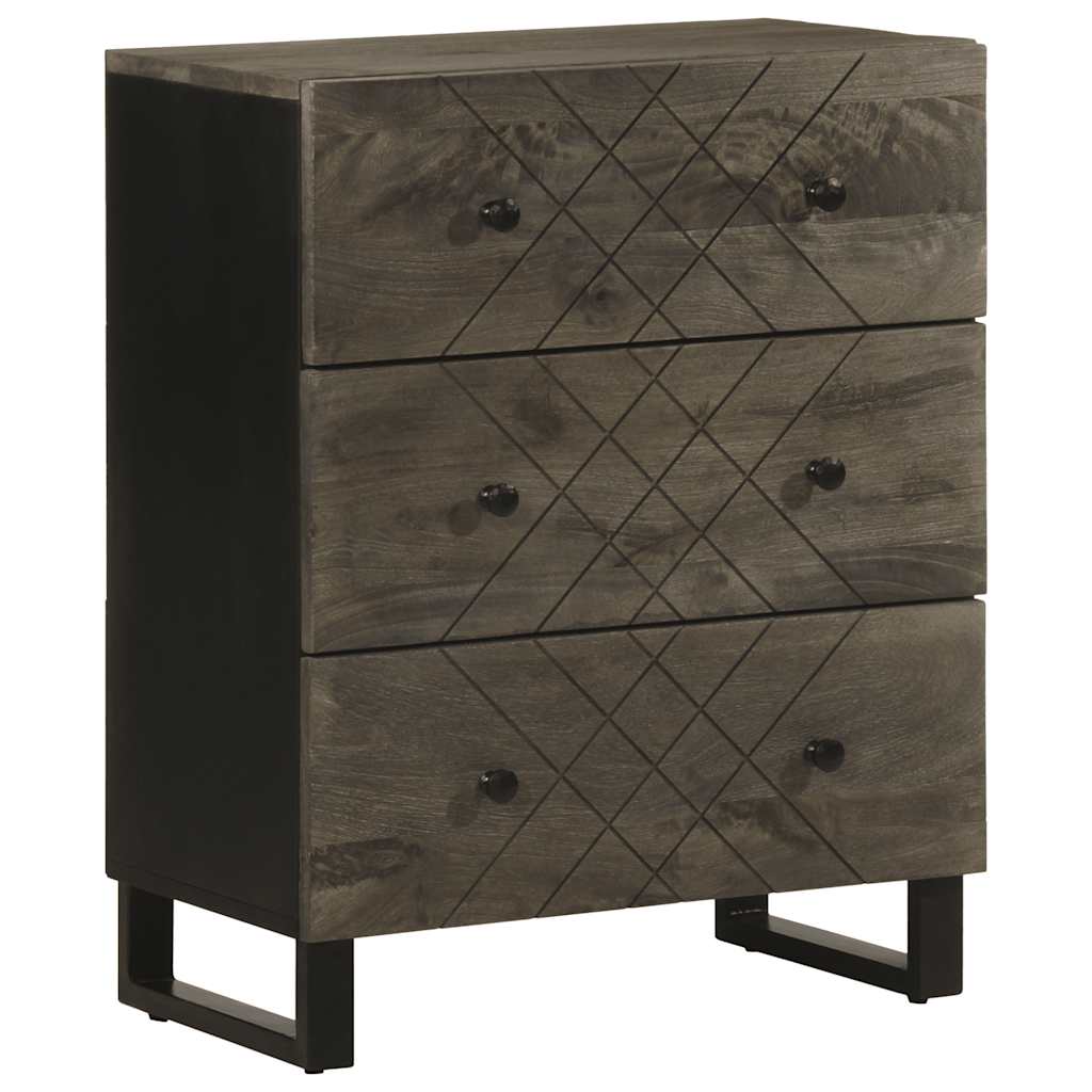 Dressoir 60x33x75 cm massief mangohout zwart is nu te koop bij PeponiXL, paradijselijk wonen!