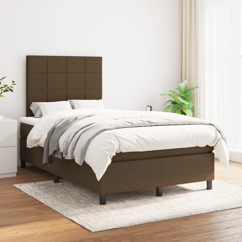 Boxspring met matras stof donkerbruin 120x200 cm is nu te koop bij PeponiXL, paradijselijk wonen!