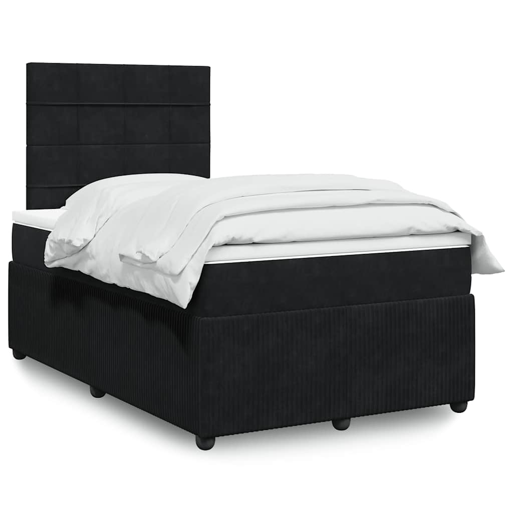 Boxspring met matras fluweel zwart 120x190 cm is nu te koop bij PeponiXL, paradijselijk wonen!