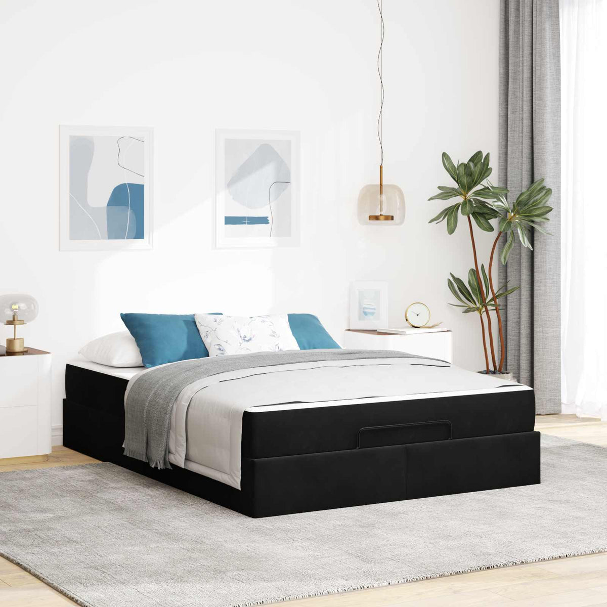 Bedframe met matras 2 pcs Zwart Fluweel is nu te koop bij PeponiXL, paradijselijk wonen!