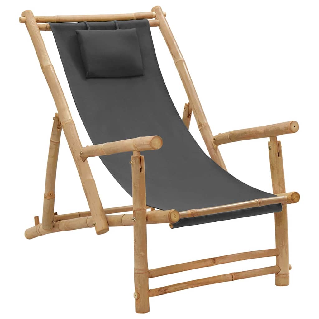 Terrasstoel bamboe en canvas donkergrijs is nu te koop bij PeponiXL, paradijselijk wonen!