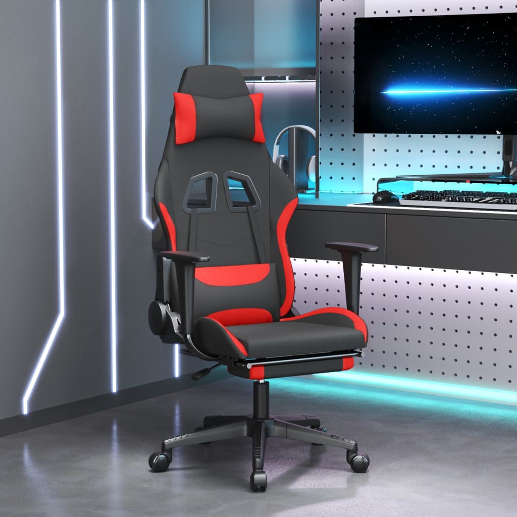 Gamestoel met voetensteun stof zwart en rood is nu te koop bij PeponiXL, paradijselijk wonen!