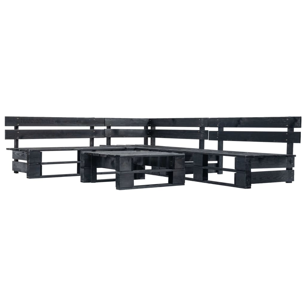 4-delige Loungeset pallet hout zwart is nu te koop bij PeponiXL, paradijselijk wonen!