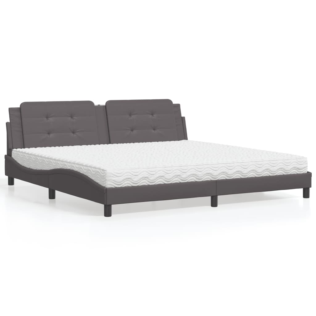 Bed met matras "Zadar" kunstleer grijs 200x200 cm is nu te koop bij PeponiXL, paradijselijk wonen!