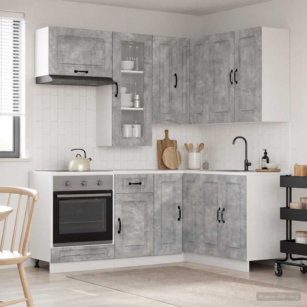 Keukenblok KALMAR 8 pcs Betongrijs Bewerkt hout is nu te koop bij PeponiXL, paradijselijk wonen!