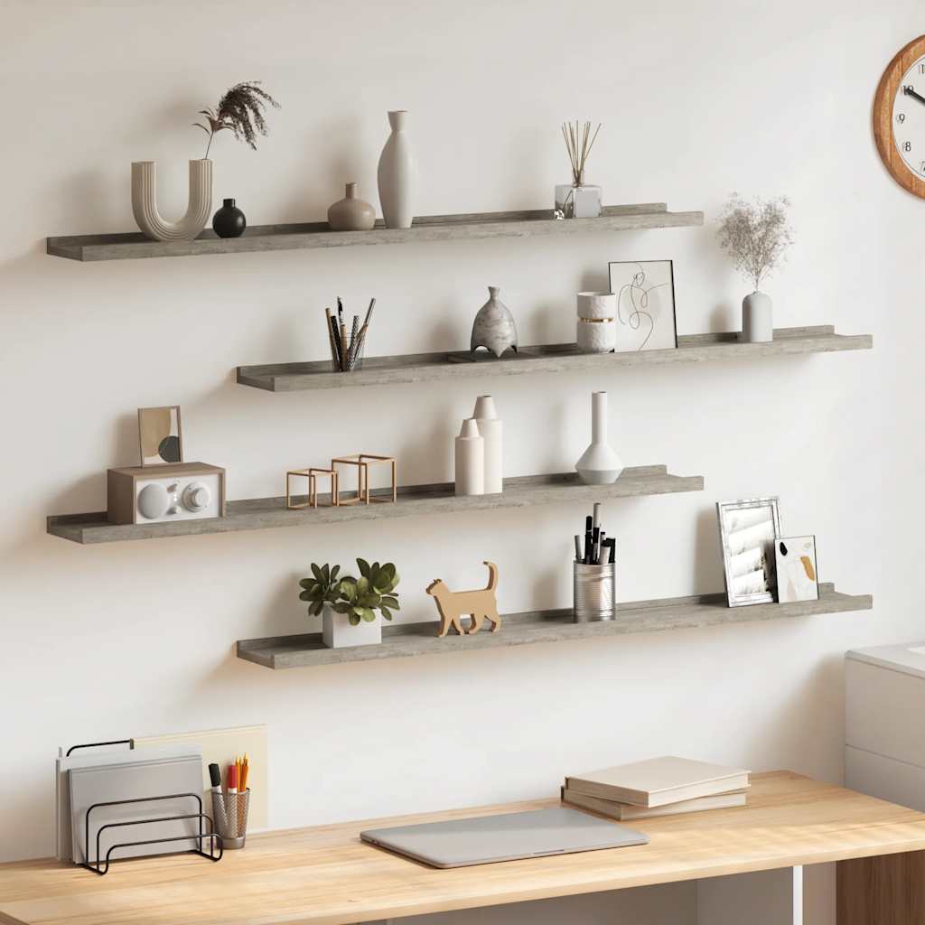 Wandschappen 4 st 100x9x3 cm betongrijs is nu te koop bij PeponiXL, paradijselijk wonen!