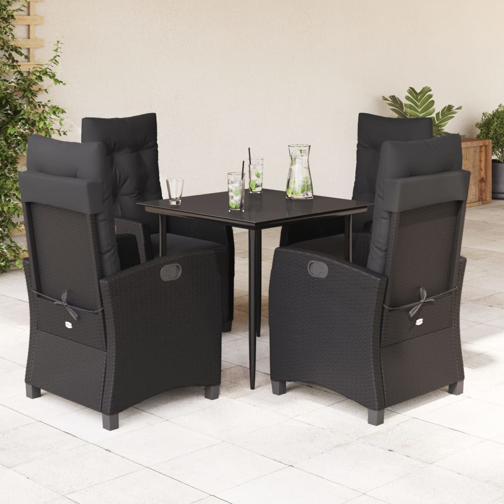 5-delige Tuinset met kussens poly rattan zwart is nu te koop bij PeponiXL, paradijselijk wonen!