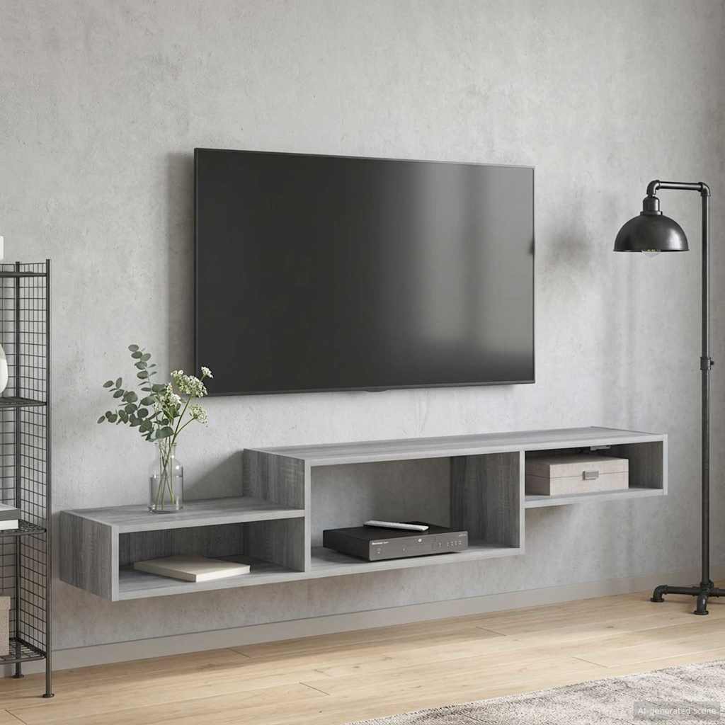 Wandgemonteerd tv-meubel Muurmontage Grijs Sonoma is nu te koop bij PeponiXL, paradijselijk wonen!