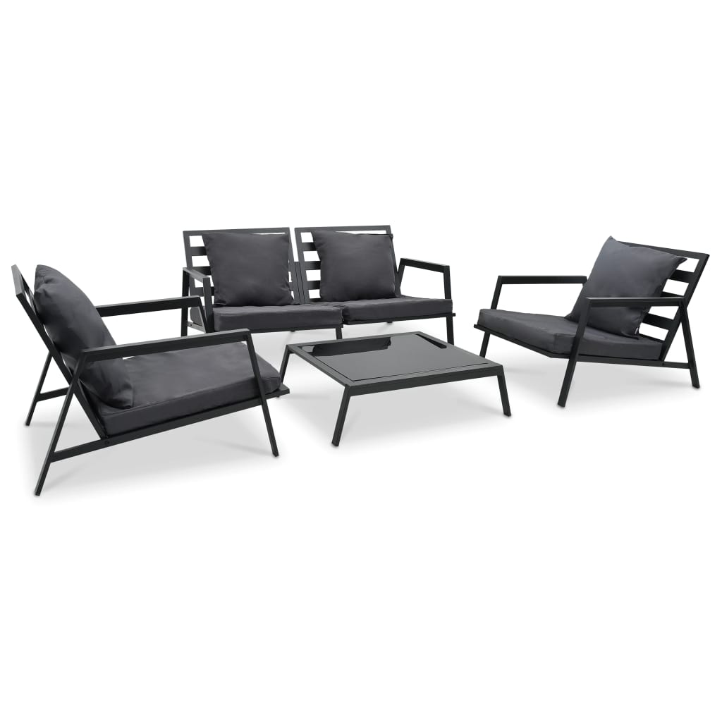 4-delige Loungeset met kussens aluminium donkergrijs is nu te koop bij PeponiXL, paradijselijk wonen!