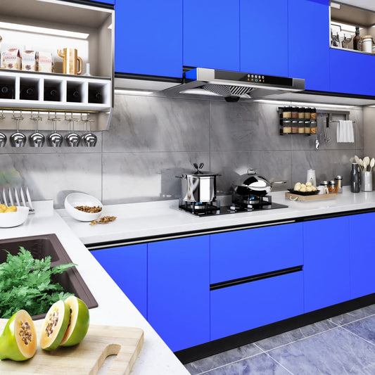 Meubelfolie zelfklevend 500x90 cm PVC hoogglans blauw is nu te koop bij PeponiXL, paradijselijk wonen!