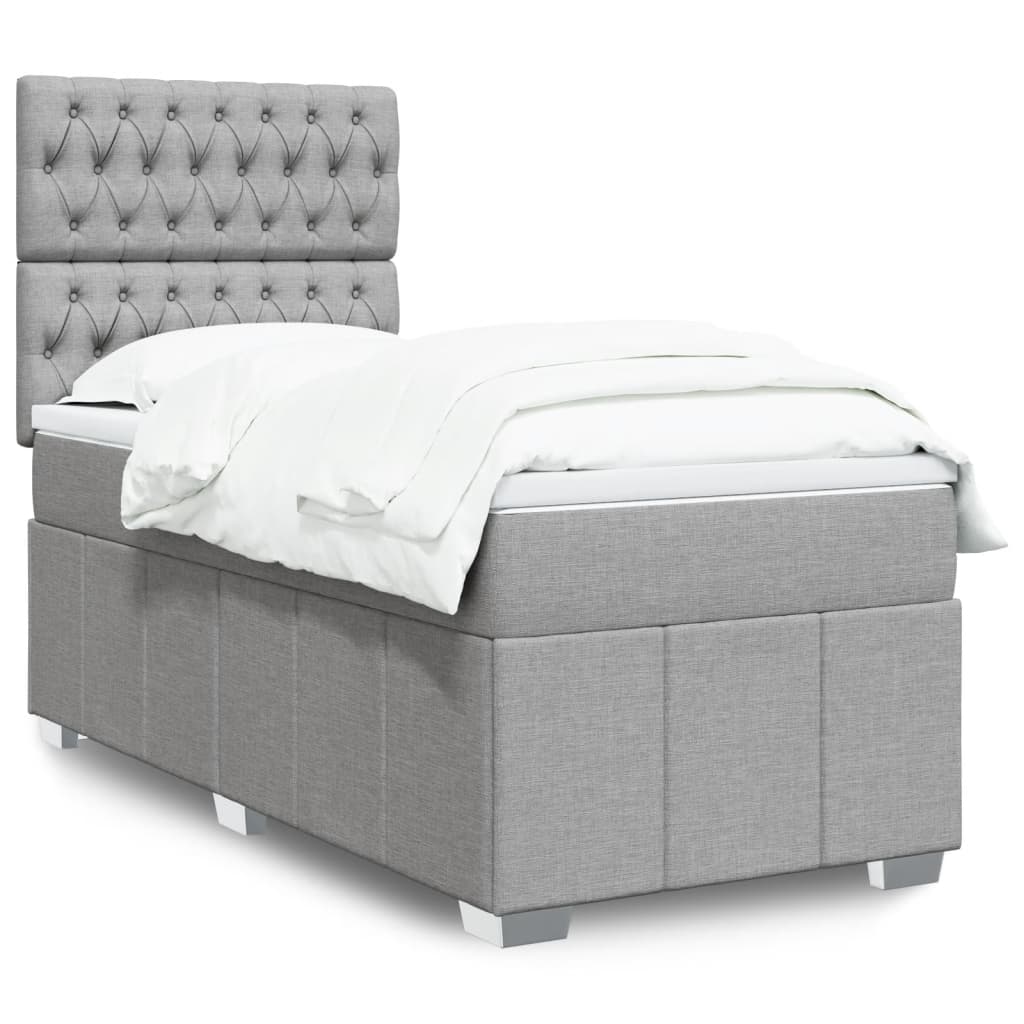 Boxspring met matras stof lichtgrijs 80x200 cm is nu te koop bij PeponiXL, paradijselijk wonen!