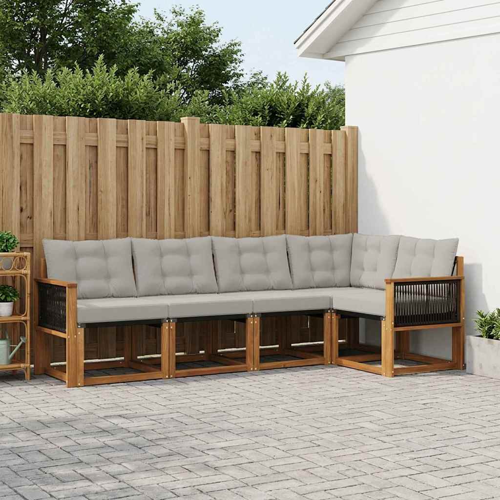 Buiten bankenset met kussen 5 pcs Naturel en lichtgrijs is nu te koop bij PeponiXL, paradijselijk wonen!