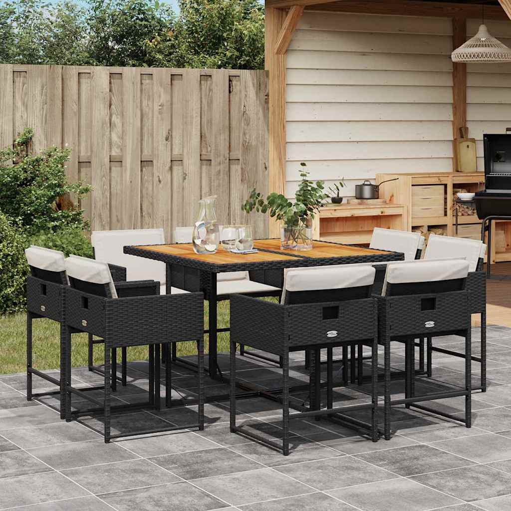 9-delige Tuinset poly rattan zwart is nu te koop bij PeponiXL, paradijselijk wonen!