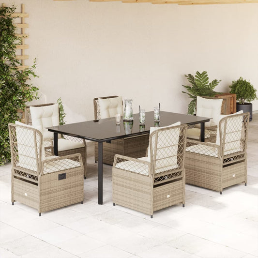 7-delige Tuinset met kussens poly rattan beige is nu te koop bij PeponiXL, paradijselijk wonen!