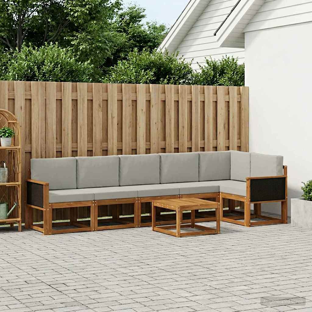 Buiten bankenset 7 pcs Naturel en lichtgrijs Polyester is nu te koop bij PeponiXL, paradijselijk wonen!