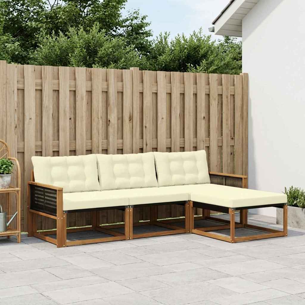 Buiten bankenset met kussen 4 pcs Natuurlijk en Crème is nu te koop bij PeponiXL, paradijselijk wonen!