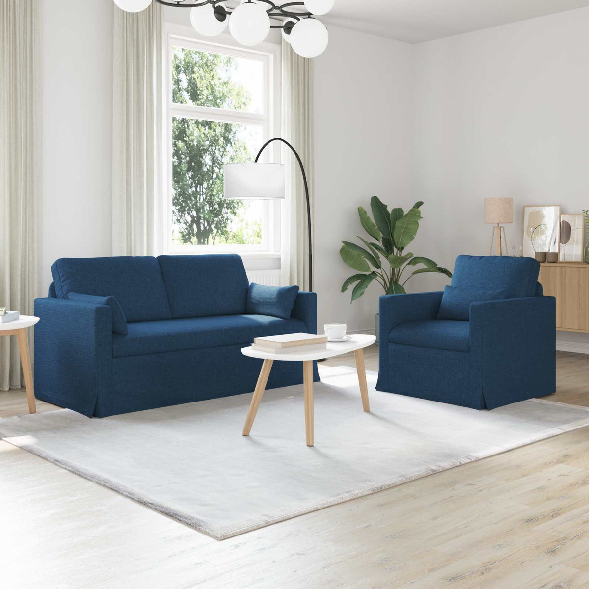 Bankstel 2 pcs Blauw 158 x 78 x 80 cm Stof is nu te koop bij PeponiXL, paradijselijk wonen!
